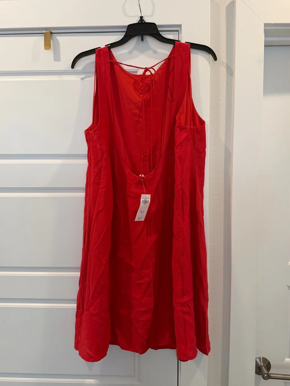 Abercrombie & Fitch NWT Red Linen Blend Open Back Trapeze Mini Dress L Tall - Picture 5 of 5